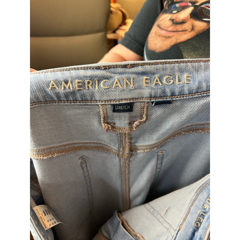 American Eagle Super High Rise Baggy Wide Leg Jeans 10 Carpenter Cargo Pockets - Picture 6 of 8